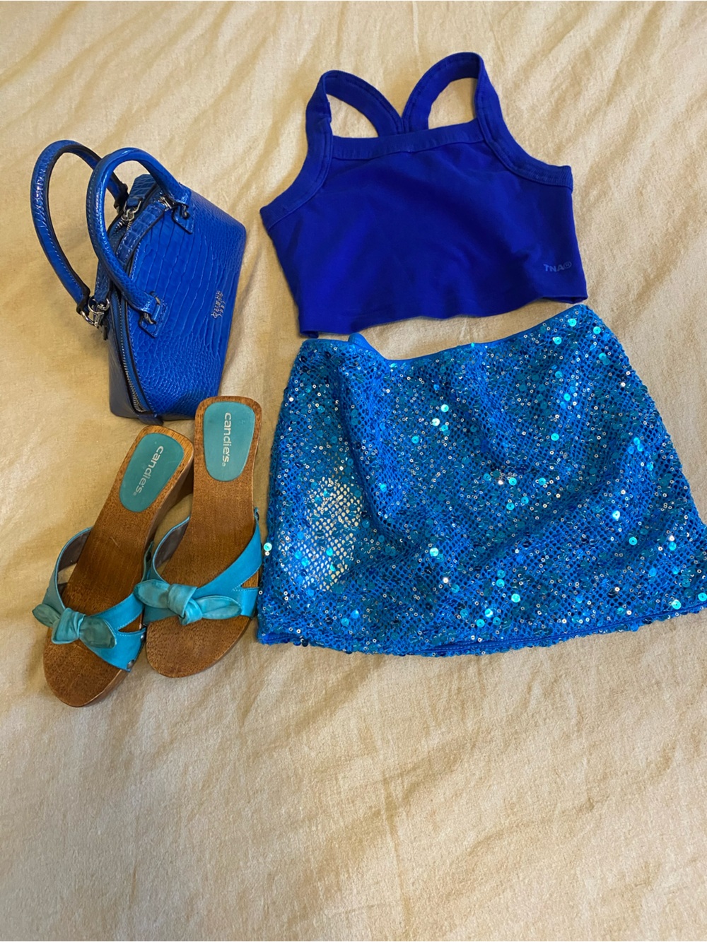Musera NWT Blue Sequin mesh Mini Skirt xs